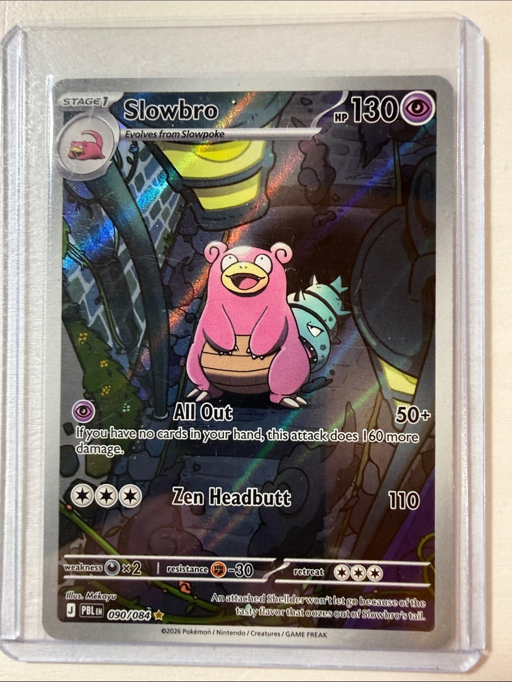 Pokemon Slowbro Pink Holographic Card